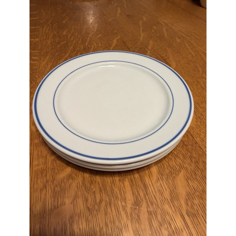 Set Of 3 Alfoldi Porcelain Hungary Blue Stripe 7.5" Salad Plates